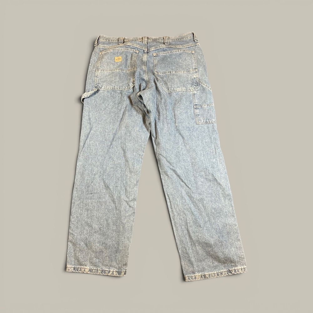 Lee Dungaree Carpenter Jeans Men 38x32 Light Wash Denim Utility Workwear Baggy